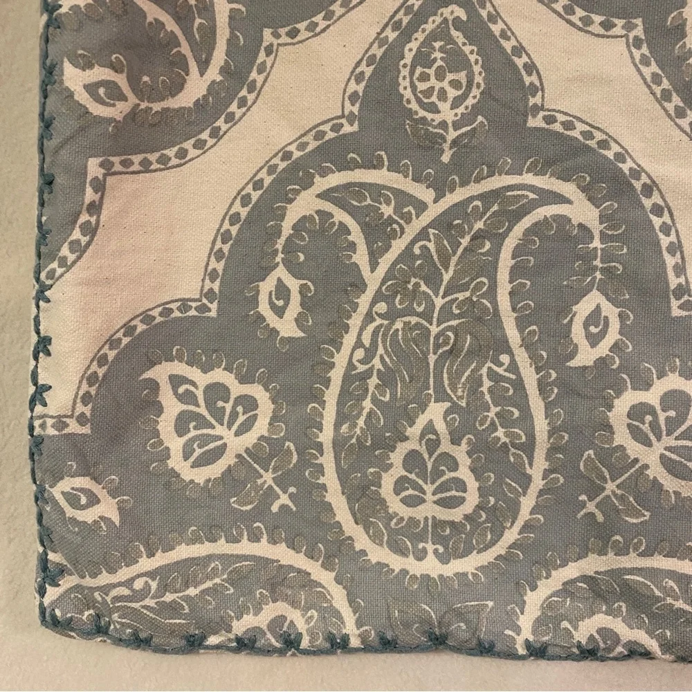 Set of 2 Pottery Barn Paisley Pillow Covers in Light Blue and Cream